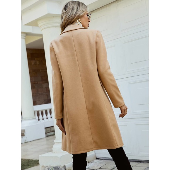 Double Breasted Overcoat peacoat pea coat preppy tan camel long line - Picture 3 of 7